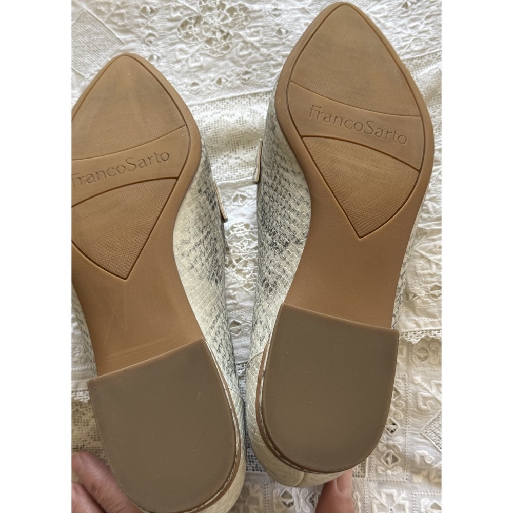 Franco Sarto Snakeskin-Print Pointed Toe Flats in Cream and Gray - Picture 9 of 10